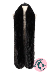 Pels/pejls-sjal/pelsstola; kunstpels - sort